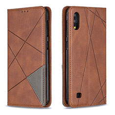 Leather Case Stands Flip Cover Holder B07F for Samsung Galaxy M10 Brown