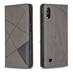 Leather Case Stands Flip Cover Holder B07F for Samsung Galaxy M10 Gray
