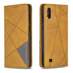 Leather Case Stands Flip Cover Holder B07F for Samsung Galaxy M10 Light Brown