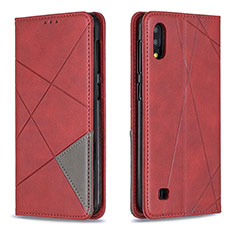 Leather Case Stands Flip Cover Holder B07F for Samsung Galaxy M10 Red