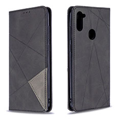Leather Case Stands Flip Cover Holder B07F for Samsung Galaxy M11 Black
