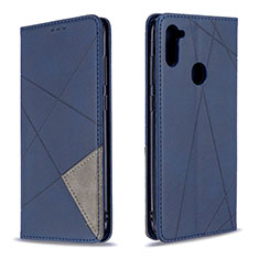 Leather Case Stands Flip Cover Holder B07F for Samsung Galaxy M11 Blue