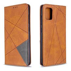 Leather Case Stands Flip Cover Holder B07F for Samsung Galaxy M40S Light Brown