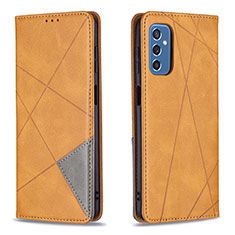 Leather Case Stands Flip Cover Holder B07F for Samsung Galaxy M52 5G Light Brown