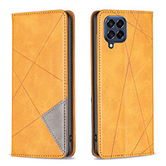 Leather Case Stands Flip Cover Holder B07F for Samsung Galaxy M53 5G Light Brown