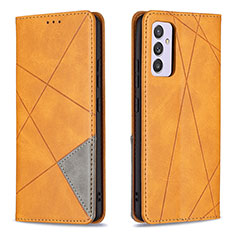 Leather Case Stands Flip Cover Holder B07F for Samsung Galaxy Quantum2 5G Light Brown