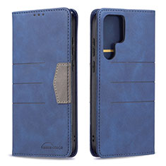 Leather Case Stands Flip Cover Holder B07F for Samsung Galaxy S21 Ultra 5G Blue