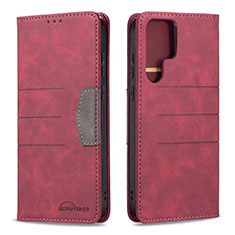 Leather Case Stands Flip Cover Holder B07F for Samsung Galaxy S21 Ultra 5G Red