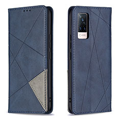 Leather Case Stands Flip Cover Holder B07F for Vivo V21 5G Blue