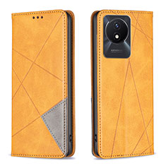 Leather Case Stands Flip Cover Holder B07F for Vivo Y02 Light Brown