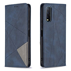 Leather Case Stands Flip Cover Holder B07F for Vivo Y11s Blue