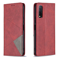 Leather Case Stands Flip Cover Holder B07F for Vivo Y11s Red