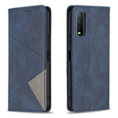 Leather Case Stands Flip Cover Holder B07F for Vivo Y30 Blue