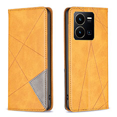 Leather Case Stands Flip Cover Holder B07F for Vivo Y35 4G Light Brown
