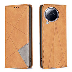 Leather Case Stands Flip Cover Holder B07F for Xiaomi Civi 3 5G Light Brown
