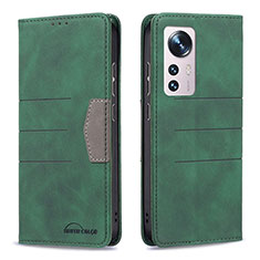 Leather Case Stands Flip Cover Holder B07F for Xiaomi Mi 12S 5G Green