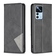 Leather Case Stands Flip Cover Holder B07F for Xiaomi Mi 12T Pro 5G Black
