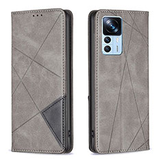 Leather Case Stands Flip Cover Holder B07F for Xiaomi Mi 12T Pro 5G Gray