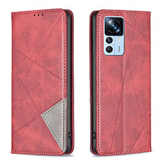 Leather Case Stands Flip Cover Holder B07F for Xiaomi Mi 12T Pro 5G Red