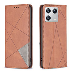 Leather Case Stands Flip Cover Holder B07F for Xiaomi Mi 13 5G Brown