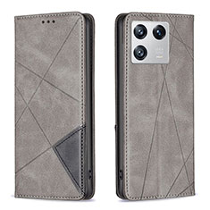 Leather Case Stands Flip Cover Holder B07F for Xiaomi Mi 13 5G Gray