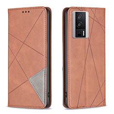 Leather Case Stands Flip Cover Holder B07F for Xiaomi Poco F5 Pro 5G Brown