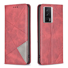 Leather Case Stands Flip Cover Holder B07F for Xiaomi Poco F5 Pro 5G Red