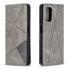 Leather Case Stands Flip Cover Holder B07F for Xiaomi Poco M3 Gray