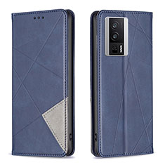 Leather Case Stands Flip Cover Holder B07F for Xiaomi Redmi K60 5G Blue
