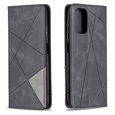 Leather Case Stands Flip Cover Holder B07F for Xiaomi Redmi Note 10 4G Black