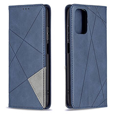 Leather Case Stands Flip Cover Holder B07F for Xiaomi Redmi Note 10 4G Blue