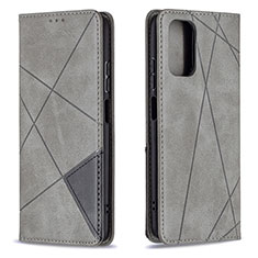 Leather Case Stands Flip Cover Holder B07F for Xiaomi Redmi Note 10 4G Gray