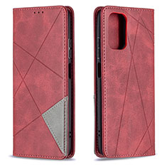 Leather Case Stands Flip Cover Holder B07F for Xiaomi Redmi Note 10 4G Red
