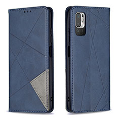 Leather Case Stands Flip Cover Holder B07F for Xiaomi Redmi Note 10 5G Blue