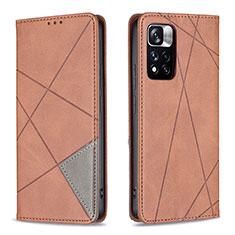 Leather Case Stands Flip Cover Holder B07F for Xiaomi Redmi Note 11 Pro+ Plus 5G Brown