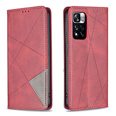 Leather Case Stands Flip Cover Holder B07F for Xiaomi Redmi Note 11 Pro+ Plus 5G Red