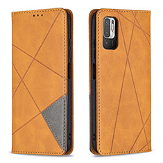 Leather Case Stands Flip Cover Holder B07F for Xiaomi Redmi Note 11 SE 5G Light Brown