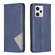 Leather Case Stands Flip Cover Holder B07F for Xiaomi Redmi Note 12 Pro 5G Blue