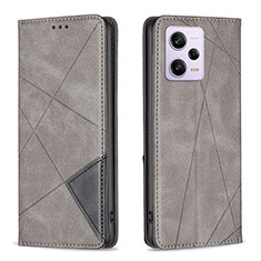 Leather Case Stands Flip Cover Holder B07F for Xiaomi Redmi Note 12 Pro 5G Gray