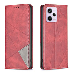 Leather Case Stands Flip Cover Holder B07F for Xiaomi Redmi Note 12 Pro 5G Red