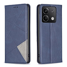 Leather Case Stands Flip Cover Holder B07F for Xiaomi Redmi Note 13 5G Blue