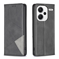 Leather Case Stands Flip Cover Holder B07F for Xiaomi Redmi Note 13 Pro+ Plus 5G Black
