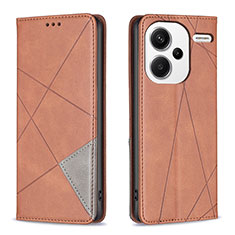 Leather Case Stands Flip Cover Holder B07F for Xiaomi Redmi Note 13 Pro+ Plus 5G Brown
