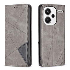 Leather Case Stands Flip Cover Holder B07F for Xiaomi Redmi Note 13 Pro+ Plus 5G Gray