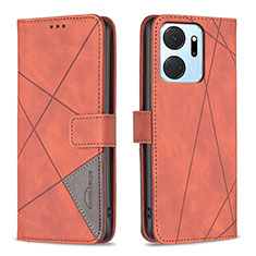 Leather Case Stands Flip Cover Holder B08F for Huawei Honor X7a Orange