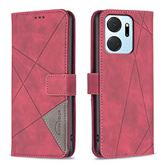 Leather Case Stands Flip Cover Holder B08F for Huawei Honor X7a Red