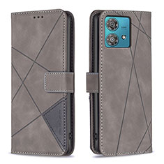 Leather Case Stands Flip Cover Holder B08F for Motorola Moto Edge 40 Neo 5G Gray