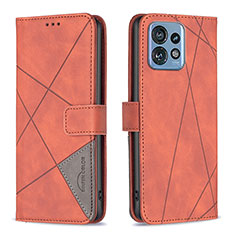 Leather Case Stands Flip Cover Holder B08F for Motorola Moto Edge 40 Pro 5G Orange