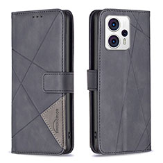 Leather Case Stands Flip Cover Holder B08F for Motorola Moto G13 Black