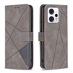 Leather Case Stands Flip Cover Holder B08F for Motorola Moto G23 Gray